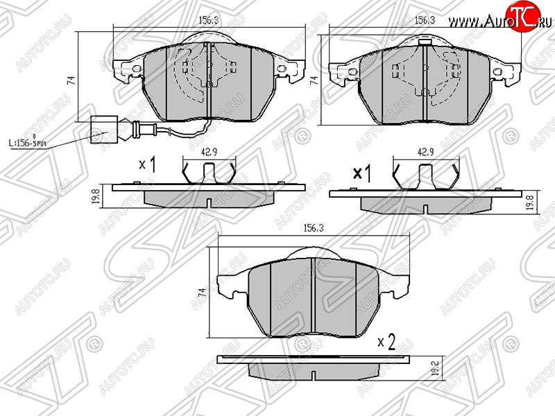 1 499 р. Передние тормозные колодки SAT  Audi A3 ( 8LA хэтчбэк 5 дв.,  8L1 хэтчбэк 3 дв.) - TT  8N  с доставкой в г. Воронеж