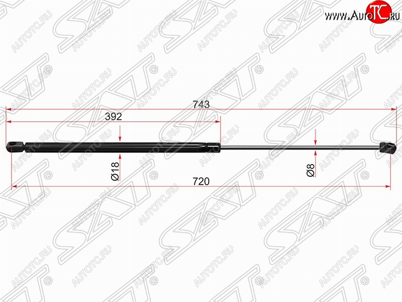 689 р. Упор капота SAT (газовый) Audi A6 C6 дорестайлинг, универсал (2004-2008)  с доставкой в г. Воронеж