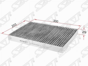 Фильтр салонный SAT (угольный, 203х300х29 mm) Audi (Ауди) A4 (А4) ( B5 8D2 седан,  B5 8D5 универсал,  B6) (1994-2006) B5 8D2 седан, B5 8D5 универсал, B6 дорестайлинг, дорестайлинг, 1-ый рестайлинг, 1-ый рестайлинг, 2-ой рестайлинг, 2-ой рестайлинг, седан, универсал