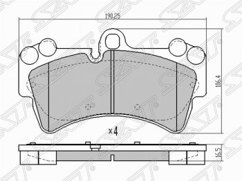 2 469 р. Колодки тормозные SAT (передние)  Audi Q7  4L (2005-2009), Porsche Cayenne ( 955,  957) (2002-2010), Volkswagen Touareg  GP (2002-2010)  с доставкой в г. Воронеж. Увеличить фотографию 1