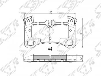 1 539 р. Колодки тормозные SAT (задние)  Audi Q7  4L (2005-2009), Porsche Cayenne ( 955,  957) (2002-2010), Volkswagen Touareg  GP (2002-2010)  с доставкой в г. Воронеж. Увеличить фотографию 1