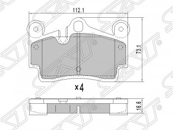 1 379 р. Колодки тормозные SAT (задние)  Audi Q7  4L (2005-2009), Porsche Cayenne ( 955,  957) (2002-2010), Volkswagen Touareg  GP (2002-2007)  с доставкой в г. Воронеж. Увеличить фотографию 1