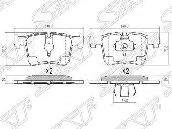 1 449 р. Колодки тормозные SAT (передние, Китай)  BMW 1 серия ( F21,  F20) - X3  F25  с доставкой в г. Воронеж. Увеличить фотографию 1