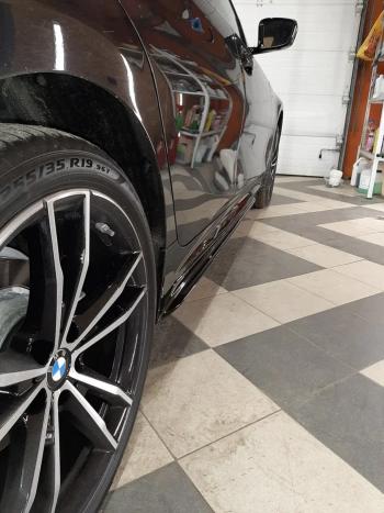 11 499 р. Пластиковые накладки M порогов BMW 3 серия G20 седан (2018-2022) (цвет: черный глянец)  с доставкой в г. Воронеж. Увеличить фотографию 4