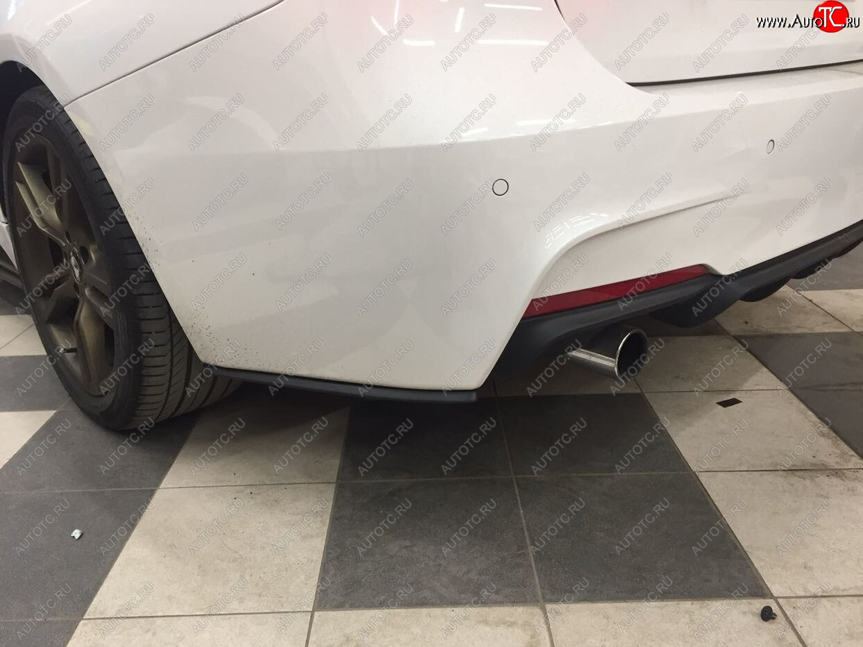 5 999 р. Накладки M-Perfomance под задний бампер (мини-лезвия)  BMW 3 серия  F30 (2012-2018) седан дорестайлинг, седан рестайлинг (цвет: черный матовый)  с доставкой в г. Воронеж