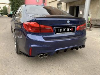 5 999 р. Накладки M-Perfomance под задний бампер (мини-лезвия) Inmax  BMW 5 серия  G30 (2016-2020) дорестайлинг, седан (цвет: черный глянец)  с доставкой в г. Воронеж. Увеличить фотографию 4