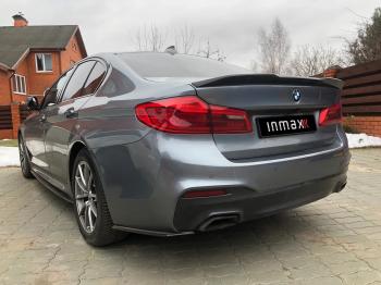 5 999 р. Накладки M-Perfomance под задний бампер (мини-лезвия) Inmax  BMW 5 серия  G30 (2016-2020) дорестайлинг, седан (цвет: черный глянец)  с доставкой в г. Воронеж. Увеличить фотографию 6