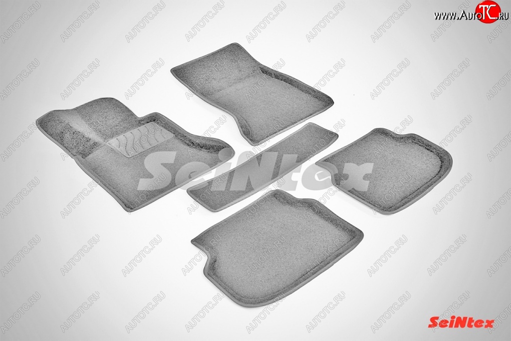 7 649 р. Износостойкие коврики в салон SeiNtex Premium 3D 4 шт. (ворсовые, серые)  BMW 5 серия  F10 (2009-2013) седан дорестайлинг  с доставкой в г. Воронеж
