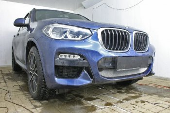 64 999 р. Защитная сетка радиатора в бампер (алюминий/пластик, 2.0i /2.0d/3.0d, AT, Base) Стрелка 11 Стандарт  BMW X3  G01 (2017-2021) дорестайлинг (Цвет: хром, без зимней заглушки)  с доставкой в г. Воронеж. Увеличить фотографию 3
