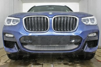 64 999 р. Защитная сетка радиатора в бампер (алюминий/пластик, 2.0i /2.0d/3.0d, AT, Base) Стрелка 11 Стандарт  BMW X3  G01 (2017-2021) дорестайлинг (Цвет: хром, без зимней заглушки)  с доставкой в г. Воронеж. Увеличить фотографию 4