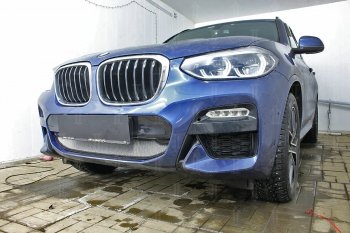 64 999 р. Защитная сетка радиатора в бампер (алюминий/пластик, 2.0i /2.0d/3.0d, AT, Base) Стрелка 11 Стандарт  BMW X3  G01 (2017-2021) дорестайлинг (Цвет: хром, без зимней заглушки)  с доставкой в г. Воронеж. Увеличить фотографию 2
