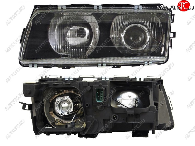 6 949 р. Левая передняя фара SAT (черная) BMW 7 серия E38 дорестайлинг, седан (1994-1998)  с доставкой в г. Воронеж