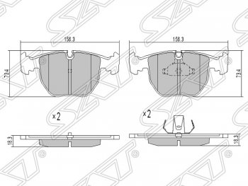 Колодки тормозные SAT (передние) BMW X5 E53 рестайлинг (2003-2006)