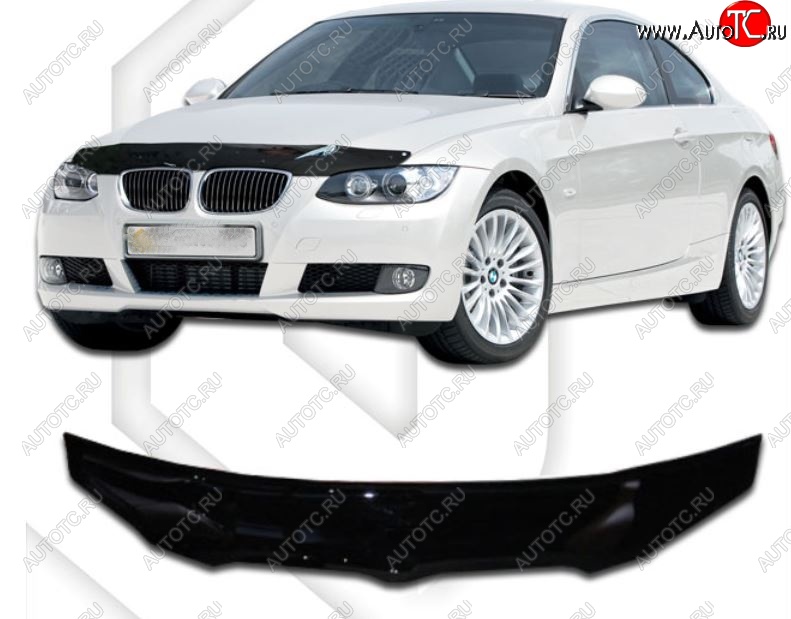 2 079 р. Дефлектор капота CA-Plastic  BMW 3 серия ( E90,  E91) (2004-2012) седан дорестайлинг, седан рестайлинг, универсал рестайлинг (Classic черный, Без надписи)  с доставкой в г. Воронеж