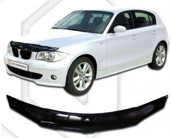 1 999 р. Дефлектор капота CA-Plastic  BMW 1 серия ( E87,  E82,  E81) (2004-2012) хэтчбэк 5 дв. дорестайлинг, купе 1-ый рестайлинг, хэтчбэк 3 дв. рестайлинг, хэтчбэк 5 дв. рестайлинг (серия Classic черный, Без надписи)  с доставкой в г. Воронеж. Увеличить фотографию 2