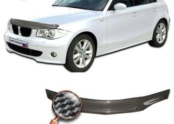 2 479 р. Дефлектор капота CA-Plastiс  BMW 1 серия ( E87,  E82,  E81) (2004-2012) хэтчбэк 5 дв. дорестайлинг, купе 1-ый рестайлинг, хэтчбэк 3 дв. рестайлинг, хэтчбэк 5 дв. рестайлинг (серия Шелкография карбон-серебро)  с доставкой в г. Воронеж. Увеличить фотографию 2