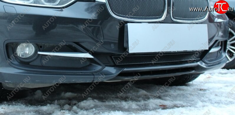 3 599 р. Защитная сетка радиатора в бампер Стрелка 11 Премиум (алюминий)  BMW 3 серия ( F30,  F31) (2012-2015) седан дорестайлинг, универсал дорестайлинг (Цвет: черный)  с доставкой в г. Воронеж