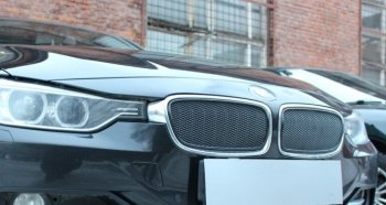 Защитная сетка решетки радиатора Стрелка 11 Премиум (алюминий) BMW 3 серия ( F30,  F31) (2012-2015) седан дорестайлинг, универсал дорестайлинг (Цвет: черный)