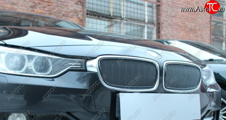 5 399 р. Защитная сетка решетки радиатора Стрелка 11 Премиум (алюминий)  BMW 3 серия ( F30,  F31) (2012-2015) седан дорестайлинг, универсал дорестайлинг (Цвет: черный)  с доставкой в г. Воронеж