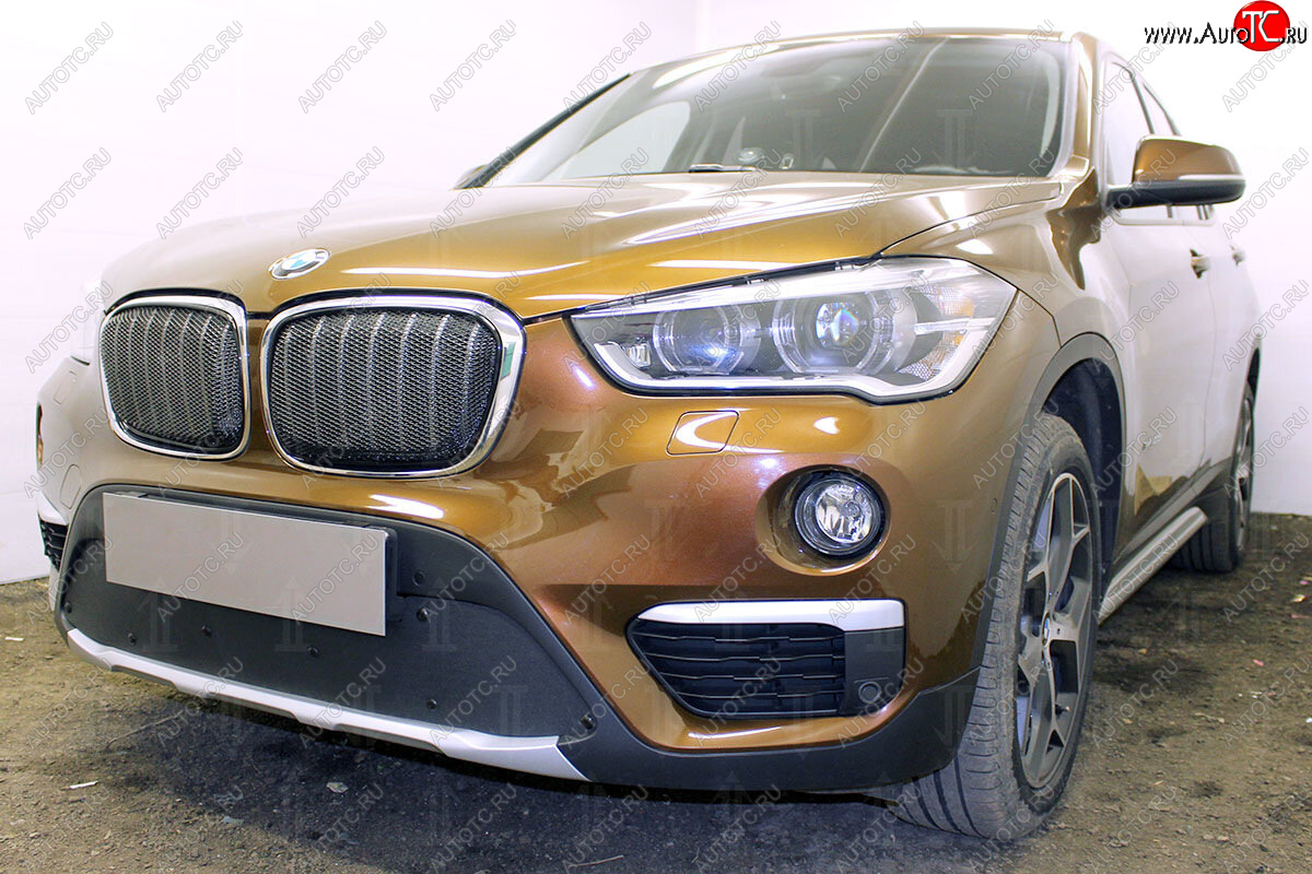 599 р. Зимняя заглушка воздухозаборника бампера Стрелка 11 Премиум  BMW X1  F48 (2015-2019) дорестайлинг  с доставкой в г. Воронеж