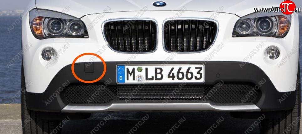 539 р. Заглушка в передний бампер SAT (под крюк, дорестайлинг)  BMW X1  E84 (2009-2015) (Неокрашенная)  с доставкой в г. Воронеж