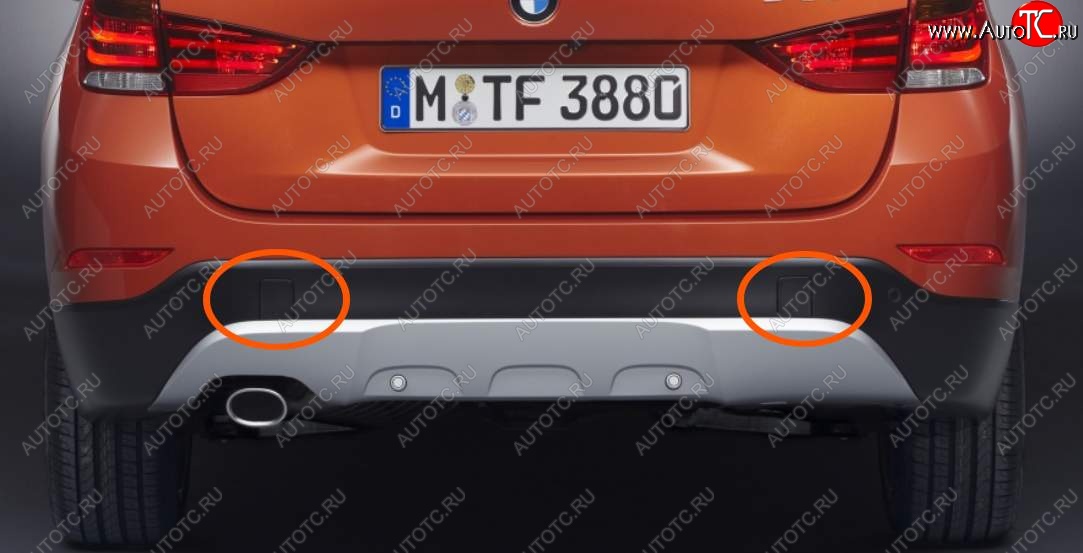 349 р. Левая заглушка в задний бампер SAT (под крюк, рестайлинг)  BMW X1  E84 (2009-2015) (Неокрашенная)  с доставкой в г. Воронеж