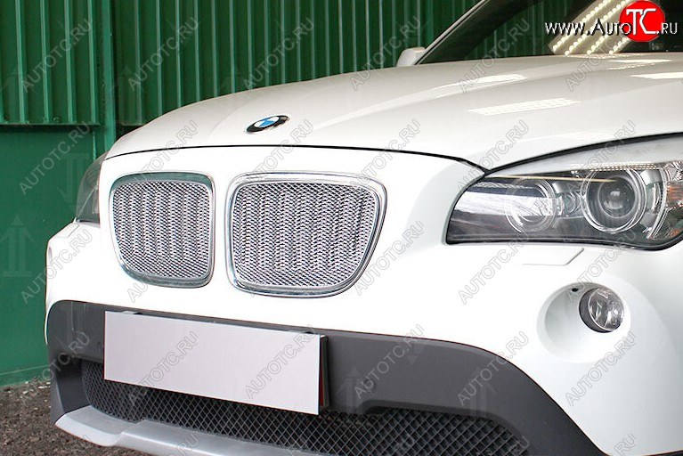 6 499 р. Защитная сетка решетки радиатора Стрелка 11 Премиум (алюминий)  BMW X1  E84 (2009-2015) (Цвет: хром)  с доставкой в г. Воронеж
