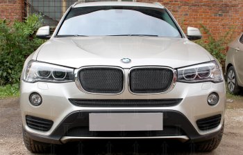 Защитная сетка радиатора в бампер Стрелка 11 Премиум (алюминий, нижняя) BMW (БМВ) X3 (Икс3)  F25 (2014-2017) F25 рестайлинг