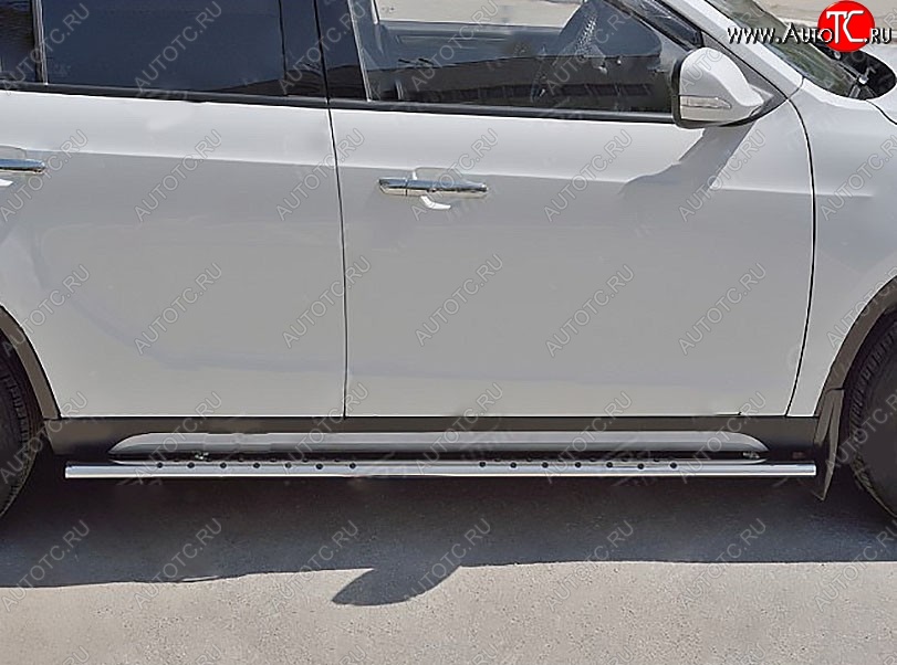 16 649 р. Защита порогов Russtal из трубы 75х42 овал с проступью Brilliance V5 (2012-2018)  с доставкой в г. Воронеж