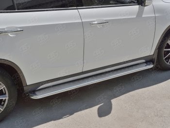 24 649 р. Порожки для ног (Ø42 мм) SLITKOFF Brilliance V5 (2012-2018) (лист - алюминий, профиль - нержавейка)  с доставкой в г. Воронеж. Увеличить фотографию 2