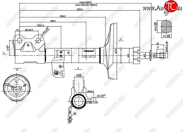 3 599 р. Левый амортизатор передний SAT BYD F3 седан (2005-2014)  с доставкой в г. Воронеж