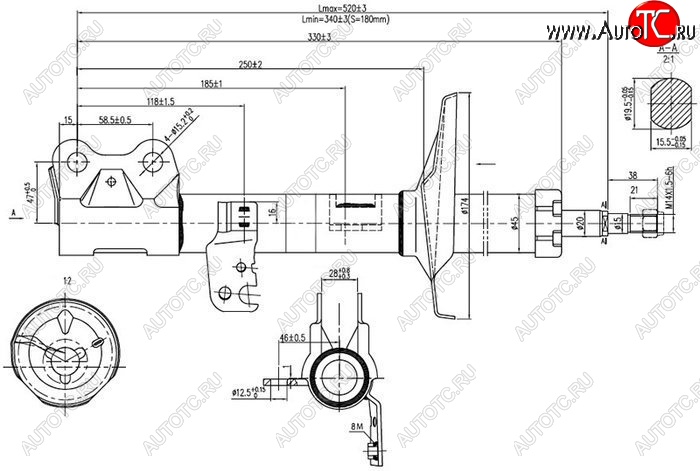 3 599 р. Правый амортизатор передний SAT Toyota Wish XE10 дорестайлинг (2003-2005)  с доставкой в г. Воронеж