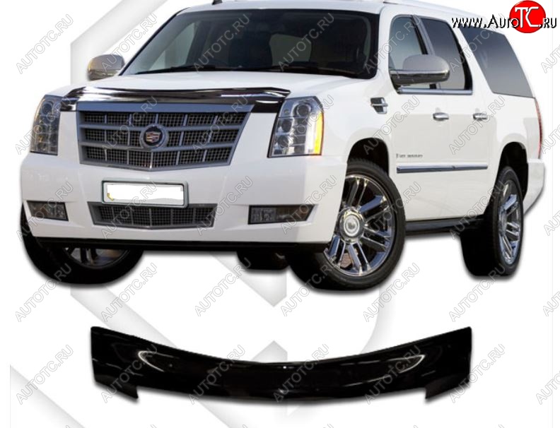 2 079 р. Дефлектор капота CA-Plastiс  Cadillac Escalade  GMT926 джип 5 дв. (2006-2014) короткая база (Classic черный, Без надписи)  с доставкой в г. Воронеж