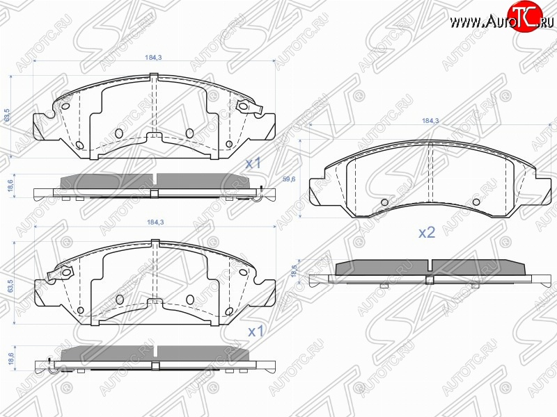 1 699 р. Комплект тормозных колодок SAT Chevrolet Tahoe K2UC (2014-2021)  с доставкой в г. Воронеж