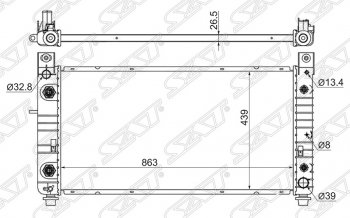 13 199 р. Радиатор двигателя SAT  Cadillac Escalade  GMT820 джип 5 дв. (2001-2006), Chevrolet Avalanche  GMT800 (2001-2006), Chevrolet Suburban (2000-2006), Chevrolet Tahoe  GMT800 (2000-2006), HUMMER H2 (2002-2009)  с доставкой в г. Воронеж. Увеличить фотографию 1