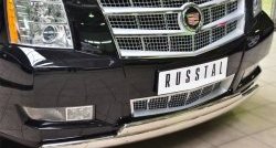 19 999 р. Защита переднего бампера (2 трубыØ75х42 мм, нержавейка) Russtal Cadillac Escalade GMT926 джип 5 дв. короткая база (2006-2014)  с доставкой в г. Воронеж. Увеличить фотографию 2