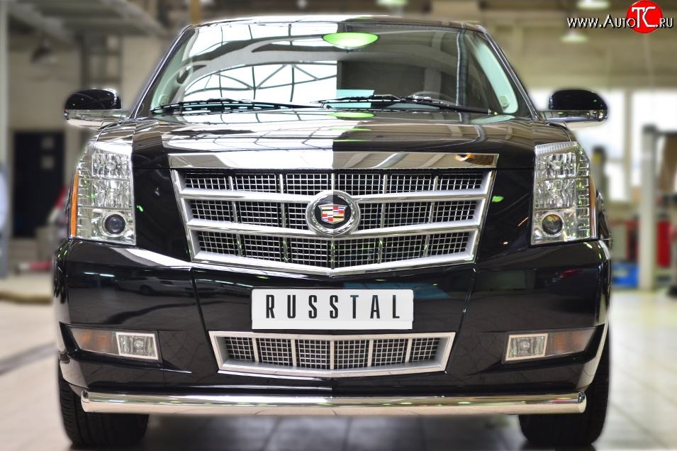 16 299 р. Одинарная защита переднего бампера диаметром 76 мм SLITKOFF Cadillac Escalade GMT926 джип 5 дв. короткая база (2006-2014)  с доставкой в г. Воронеж