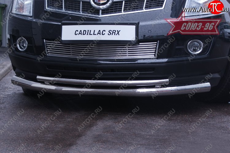 20 339 р. Защита переднего бампера двойная Souz-96 (d76/42) Cadillac SRX дорестайлинг (2010-2012)  с доставкой в г. Воронеж