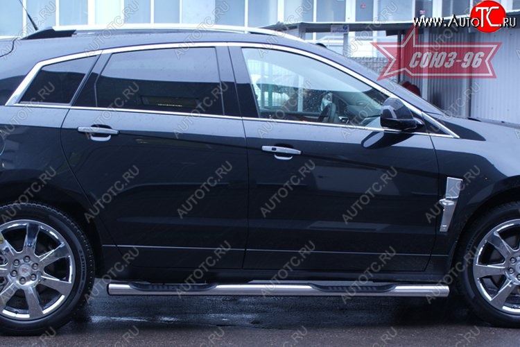 18 089 р. Защита порогов с проступью Souz-96 (d76)  Cadillac SRX (2010-2012) дорестайлинг  с доставкой в г. Воронеж