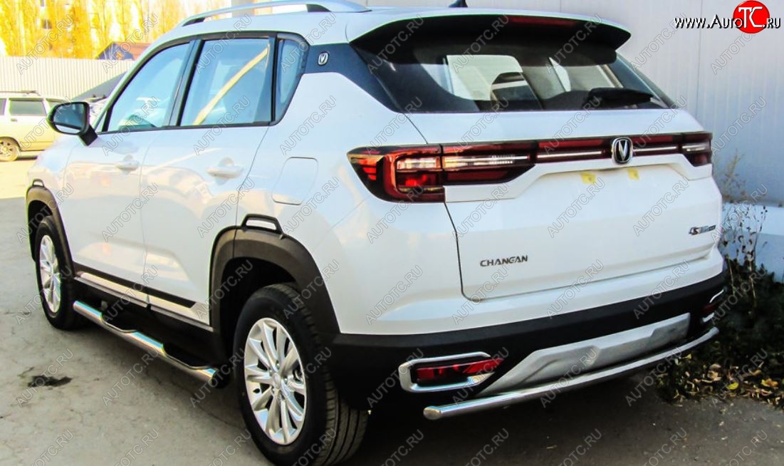 8 999 р. Защита заднего бампера Slitkoff (d42)  Changan CS35 Plus (2018-2022) дорестайлинг (Нержавейка, Полированная)  с доставкой в г. Воронеж