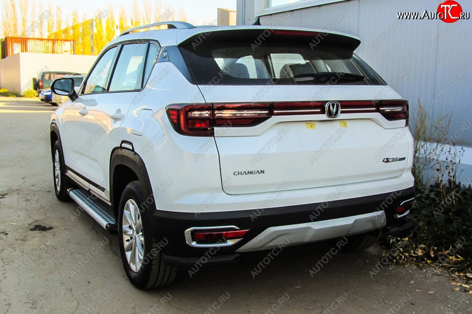 6 799 р. Защита заднего бампера Slitkoff (уголки из 1 трубы d57 мм)  Changan CS35 Plus (2018-2022) дорестайлинг (Сталь с полимерным покрытием. Цвет: чёрный)  с доставкой в г. Воронеж