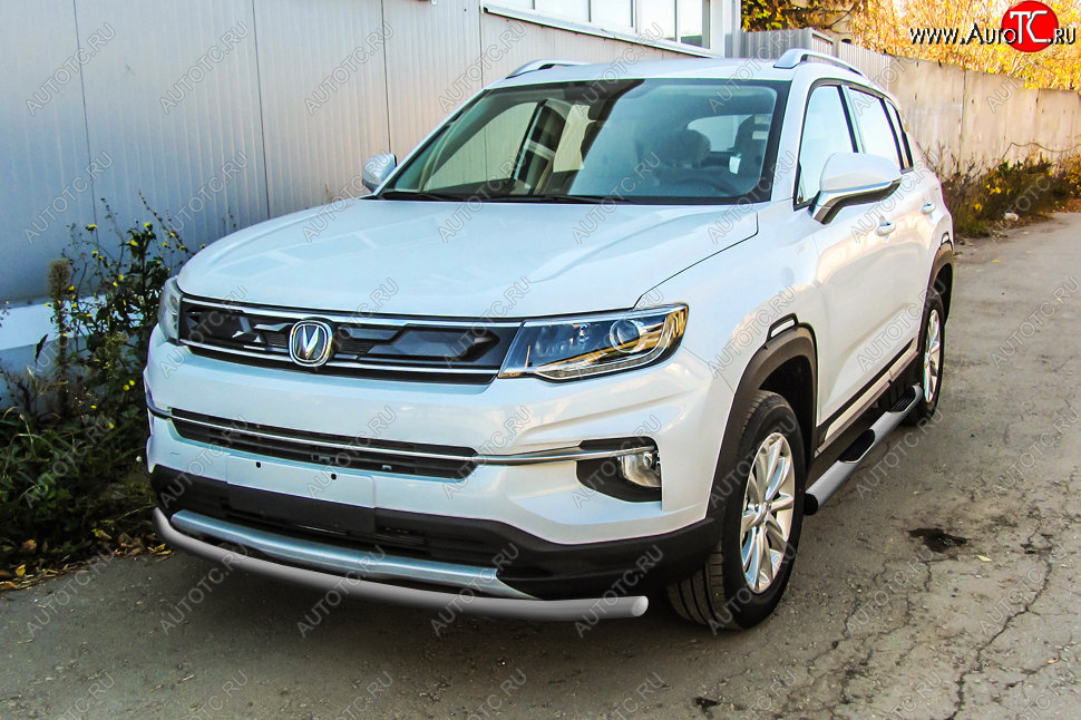 7 599 р. Защита переднего бампера Slitkoff (Ø 42 мм). Changan CS35 Plus дорестайлинг (2018-2022) (Сталь окрашенная в цвет: серебристый)  с доставкой в г. Воронеж
