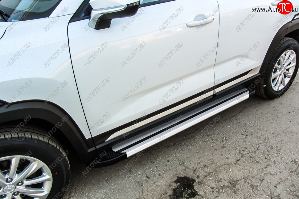 10 699 р. Пороги алюминиевые Slitkoff  Changan CS35 Plus (2018-2022) дорестайлинг (Luxe Silver)  с доставкой в г. Воронеж