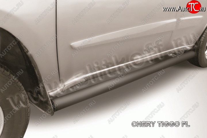 10 599 р. Защита порогов d76 труба Slitkoff Chery Tiggo T11 рестайлинг (2013-2016) (Цвет: серебристый)  с доставкой в г. Воронеж
