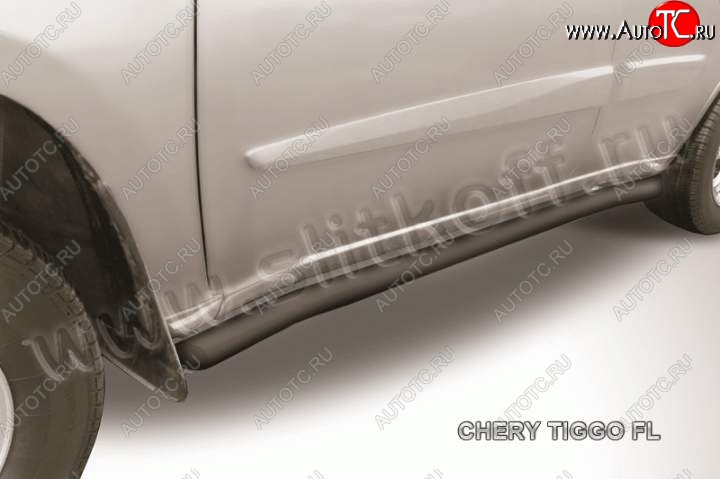 10 949 р. Защита порогов из труб d57 Slitkoff Chery Tiggo T11 рестайлинг (2013-2016) (Цвет: серебристый)  с доставкой в г. Воронеж