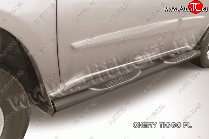 12 399 р. Защита порогов из труб d76 Slitkoff Chery Tiggo T11 рестайлинг (2013-2016) (Цвет: серебристый)  с доставкой в г. Воронеж