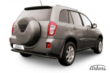 Защита заднего бампера Arbori (длинная, черная, 1 труба d57 mm). Chery Tiggo T11 (2013-2016) рестайлинг