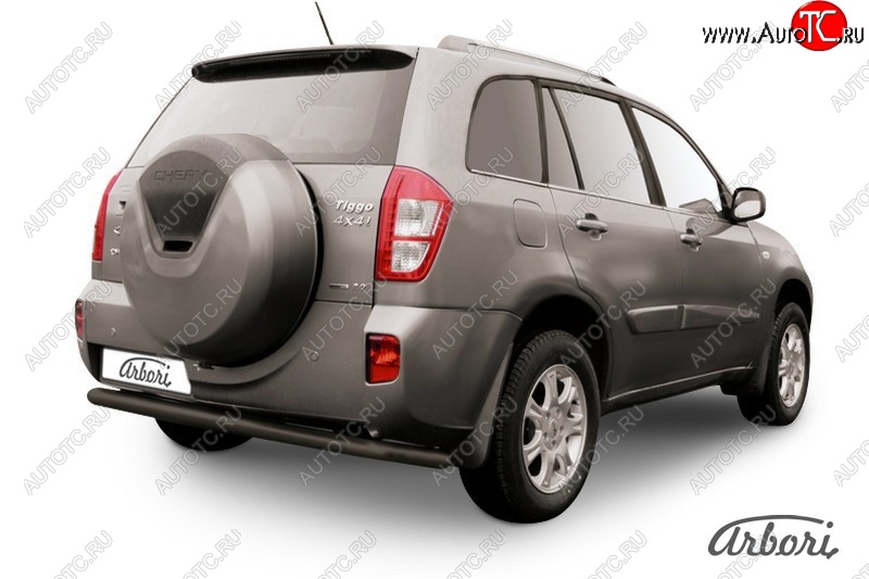 6 029 р. Защита заднего бампера Arbori (длинная, черная, 1 труба d57 mm).  Chery Tiggo T11 (2013-2016) рестайлинг  с доставкой в г. Воронеж