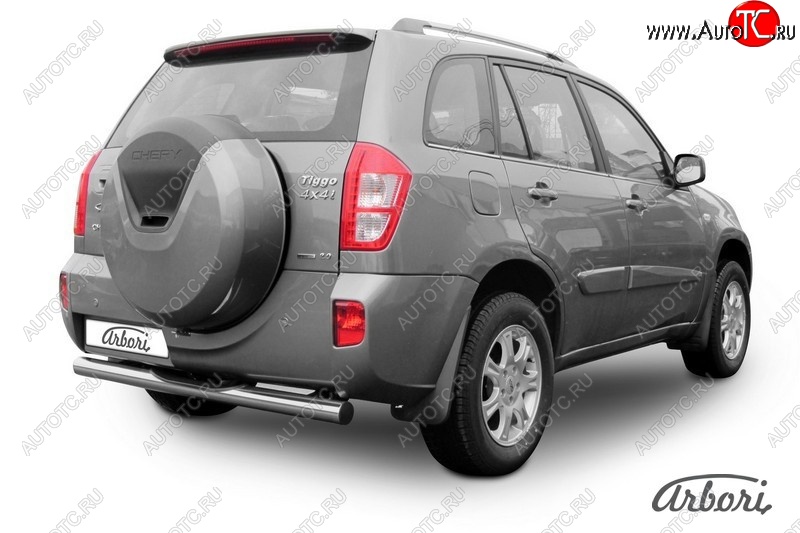 8 999 р. Защита заднего бампера Arbori (с проступью, легированная сталь, 1 труба d76 mm).  Chery Tiggo T11 (2013-2016) рестайлинг  с доставкой в г. Воронеж
