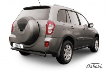 Защита заднего бампера Arbori (с проступью, черная, 1 труба d76 mm). Chery Tiggo T11 (2013-2016) рестайлинг
